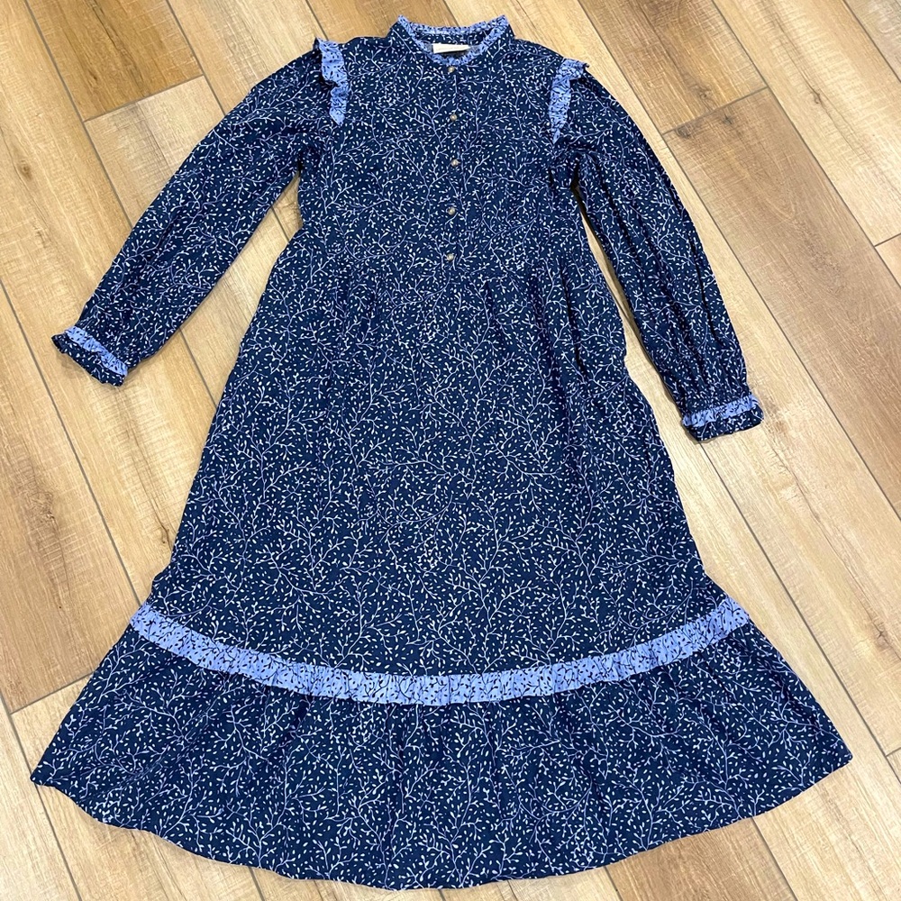 Universal Thread Dress Blue Floral Ruffle Dress Size XS Cotton